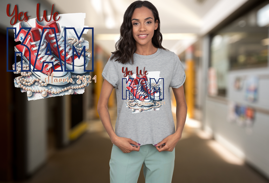 Yes We Kam T-Shirt (Red Chucks and Pearls)