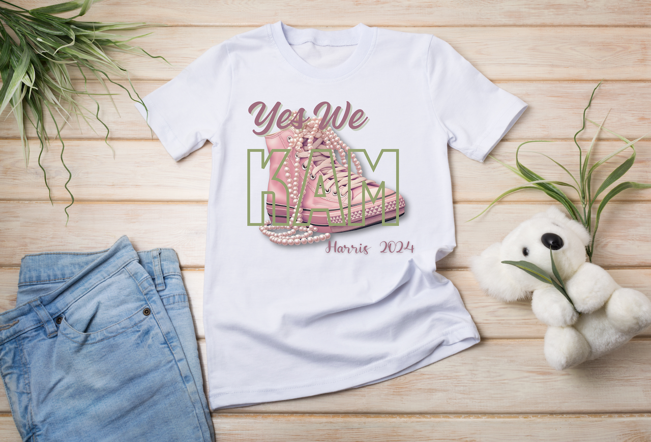 Yes We Kam T-Shirt (Pink Chucks and Pearls)