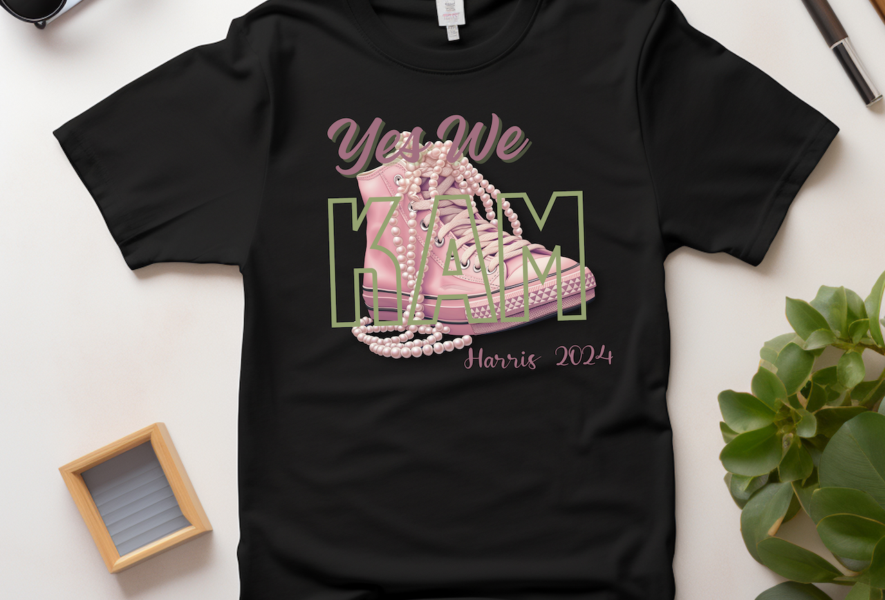 Yes We Kam T-Shirt (Pink Chucks and Pearls)