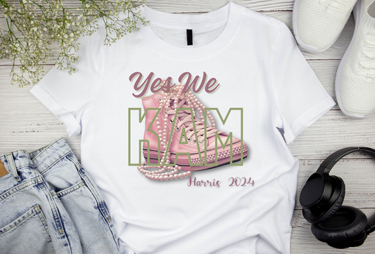 Yes We Kam T-Shirt (Pink Chucks and Pearls)