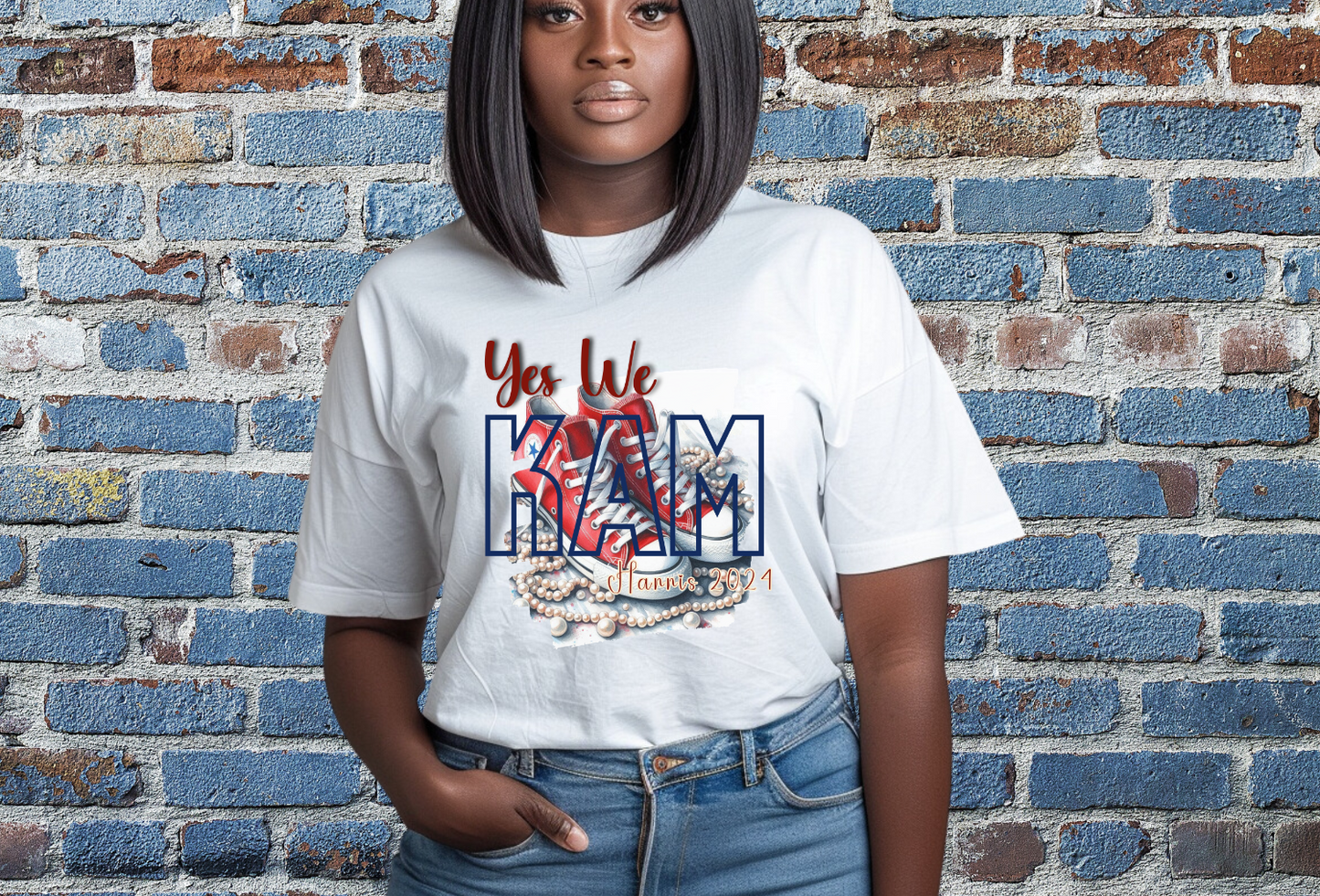 Yes We Kam T-Shirt (Red Chucks and Pearls)