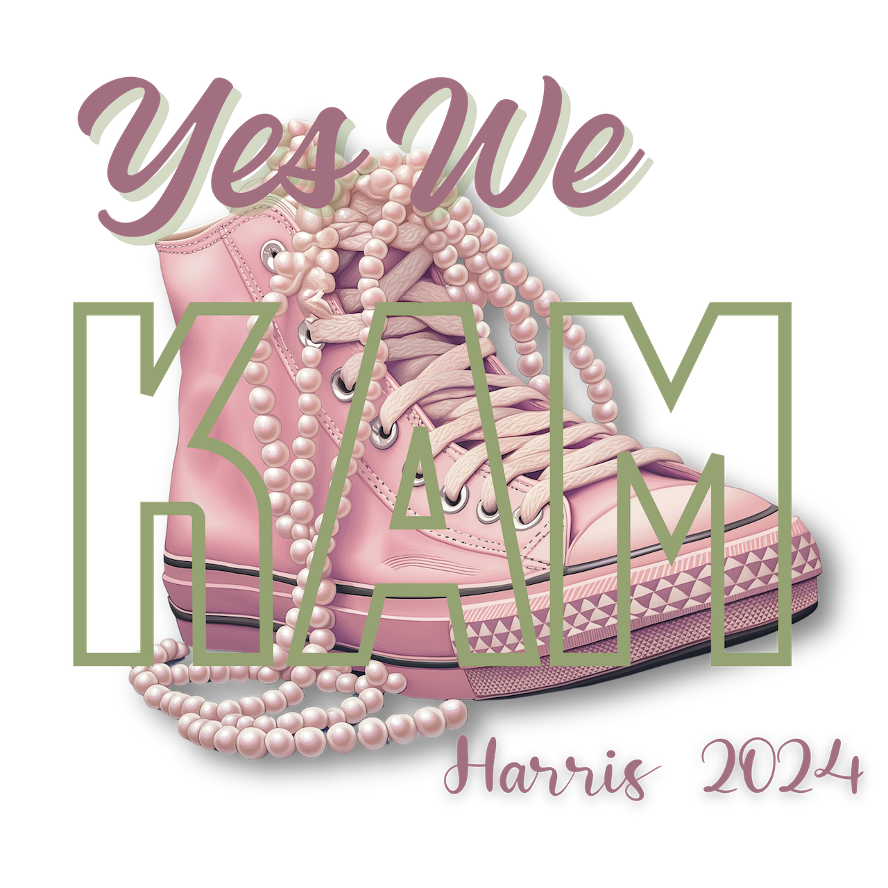 Yes We Kam T-Shirt (Pink Chucks and Pearls)